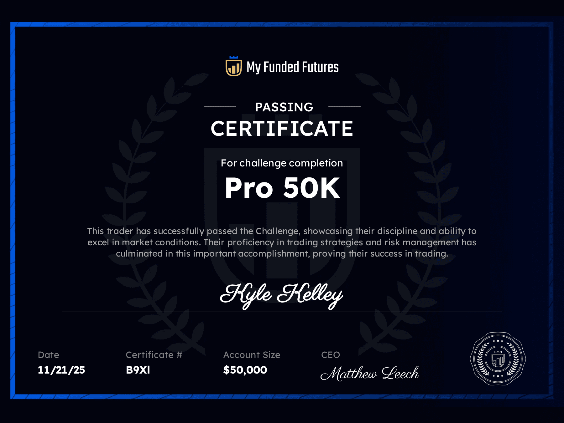 Prop firm certificate