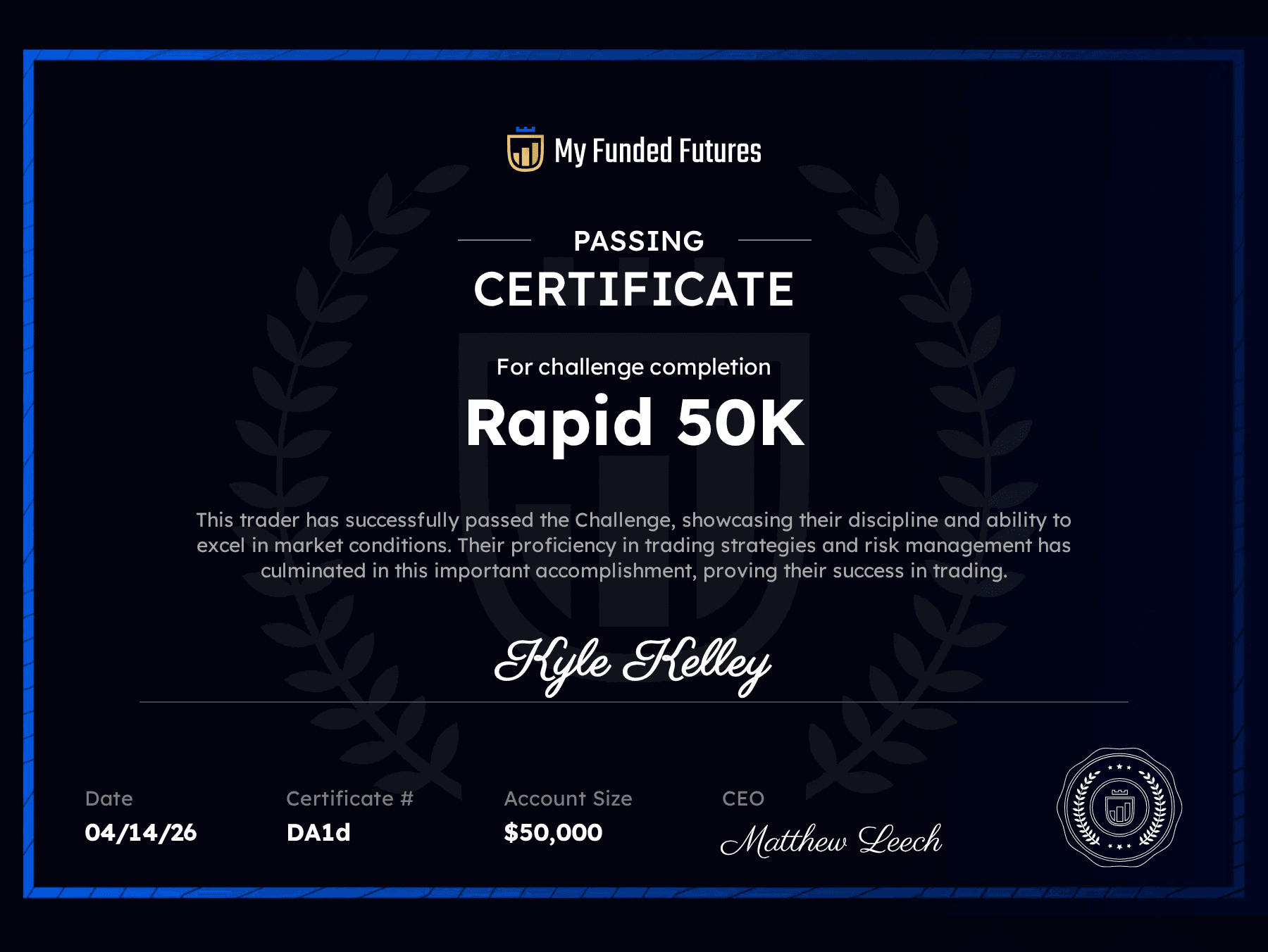 Prop firm certificate