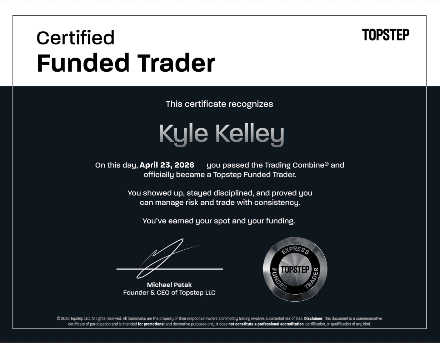 Trading payout screenshot